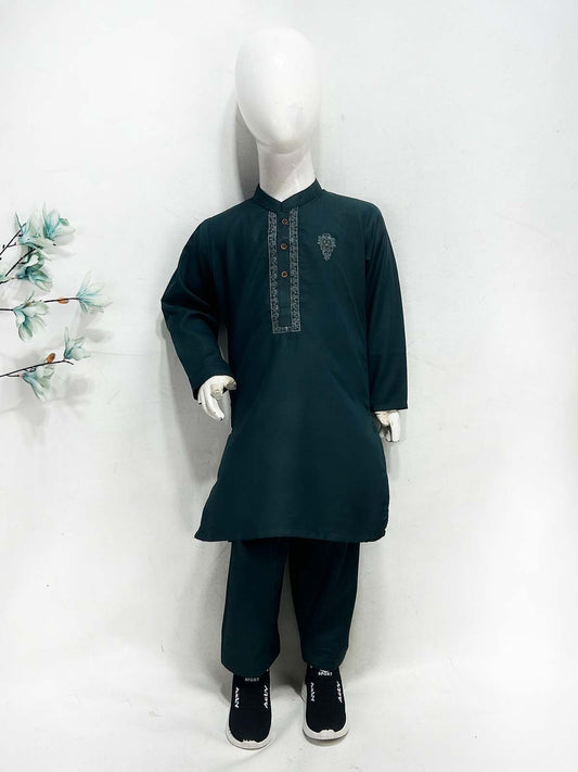 5Yrs - 14Yrs Teal Kameez Shalwar Suit For Boy AM BKS206