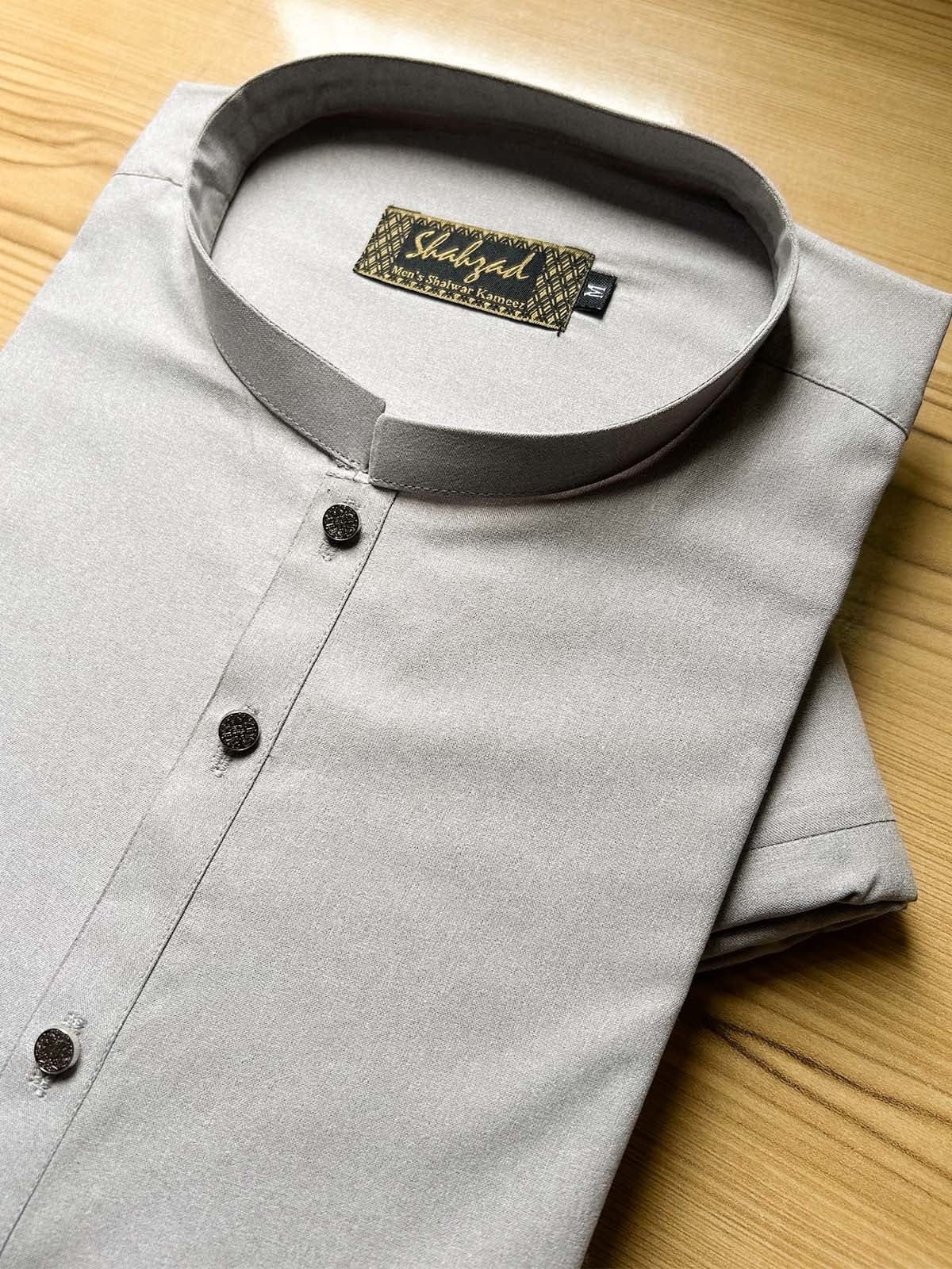 990-6 MSK545 P-Grey Stitched Suit Sherwani Collar Shalwar Kameez For Men
