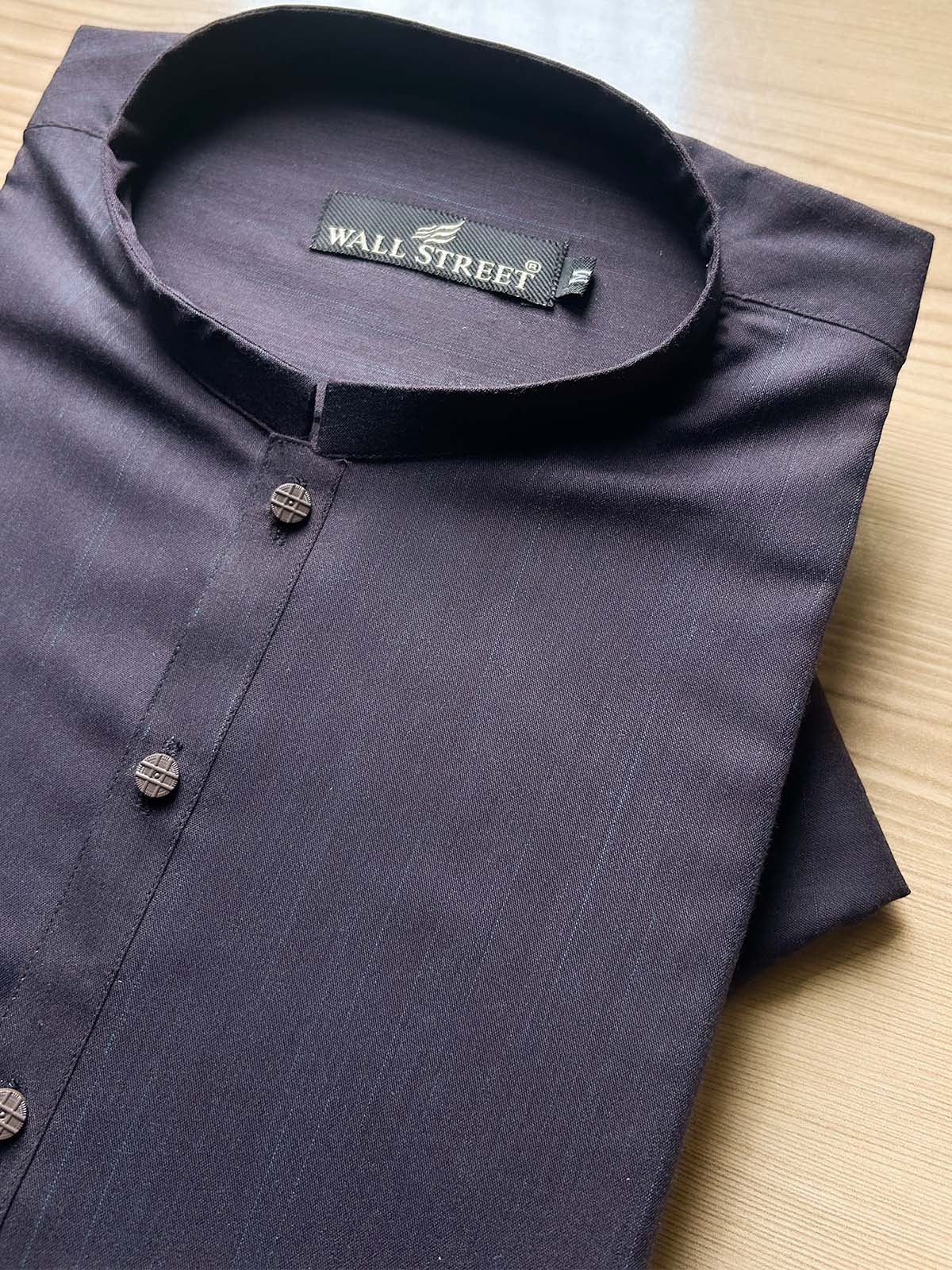 030-8 MSK563 Dark Purple Stitched Suit Sherwani Collar Kurta Pajama For Men