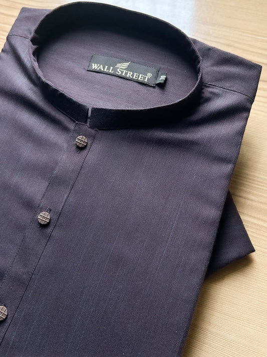 030-8 MSK563 Dark Purple Stitched Suit Sherwani Collar Kurta Pajama For Men