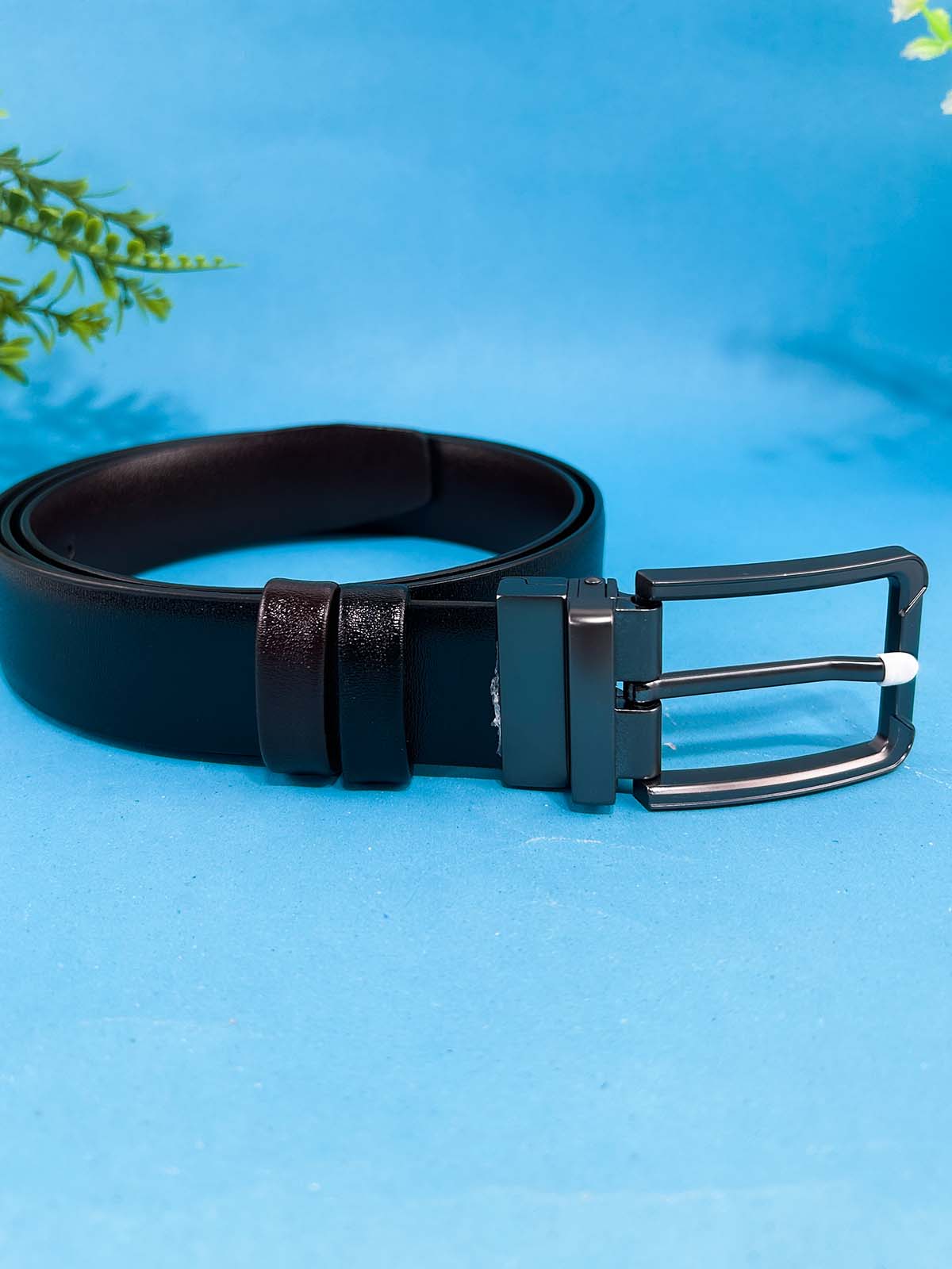 2 in 1 Black and Brown Faux Leather Belt For Men MB94