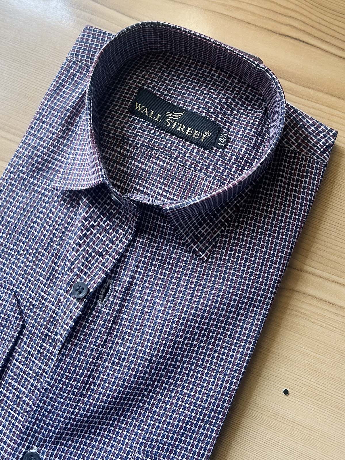 Maroon Checks Formal Dress Shirt For Men MFS552