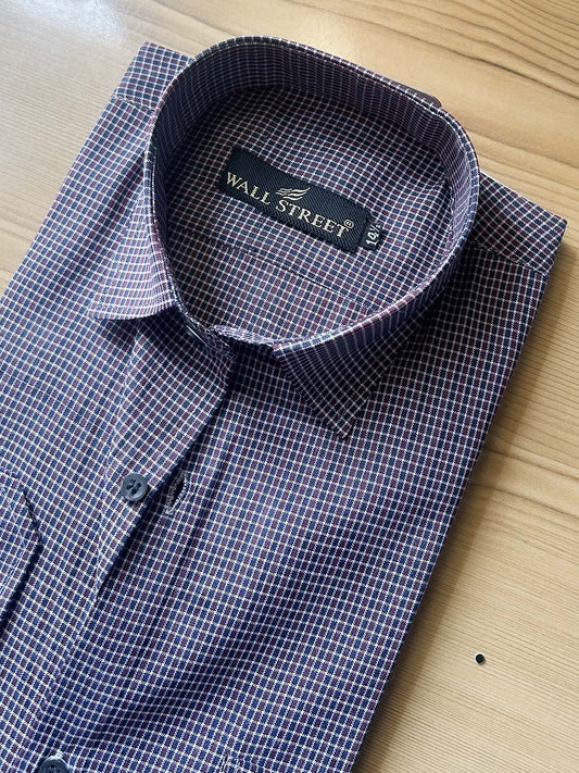 Maroon Checks Formal Dress Shirt For Men MFS552