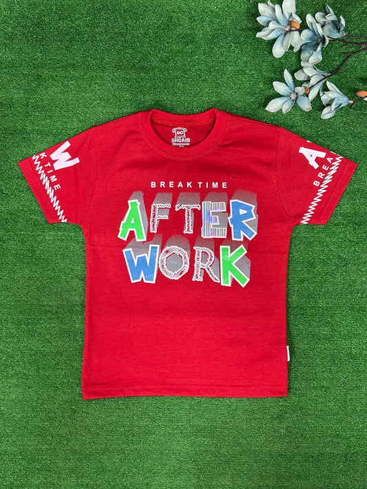3Yrs - 7Yrs Work Red T-Shirt For Boys SG BTS122
