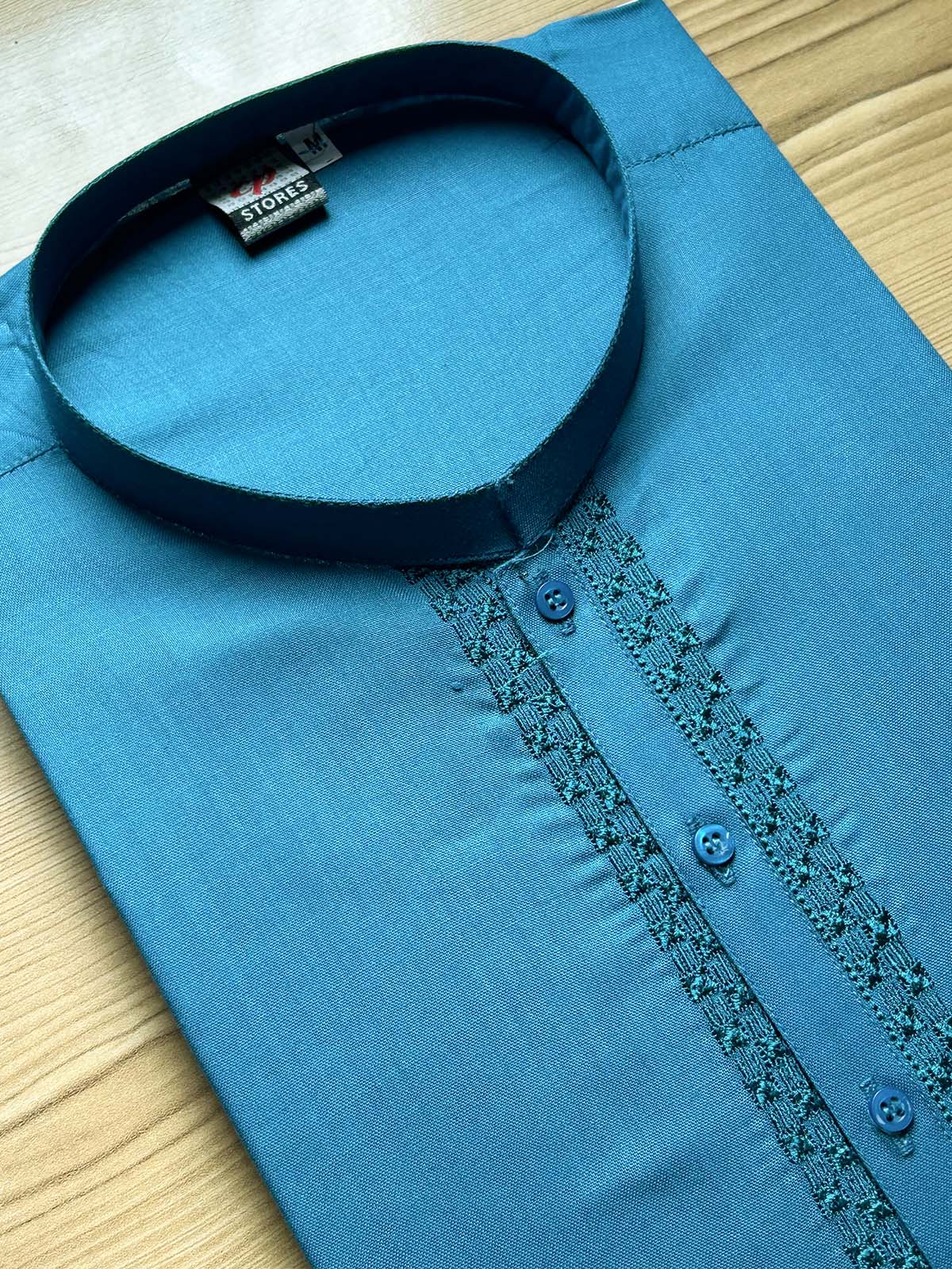 Teal Embroidery Kurta for Men MK21