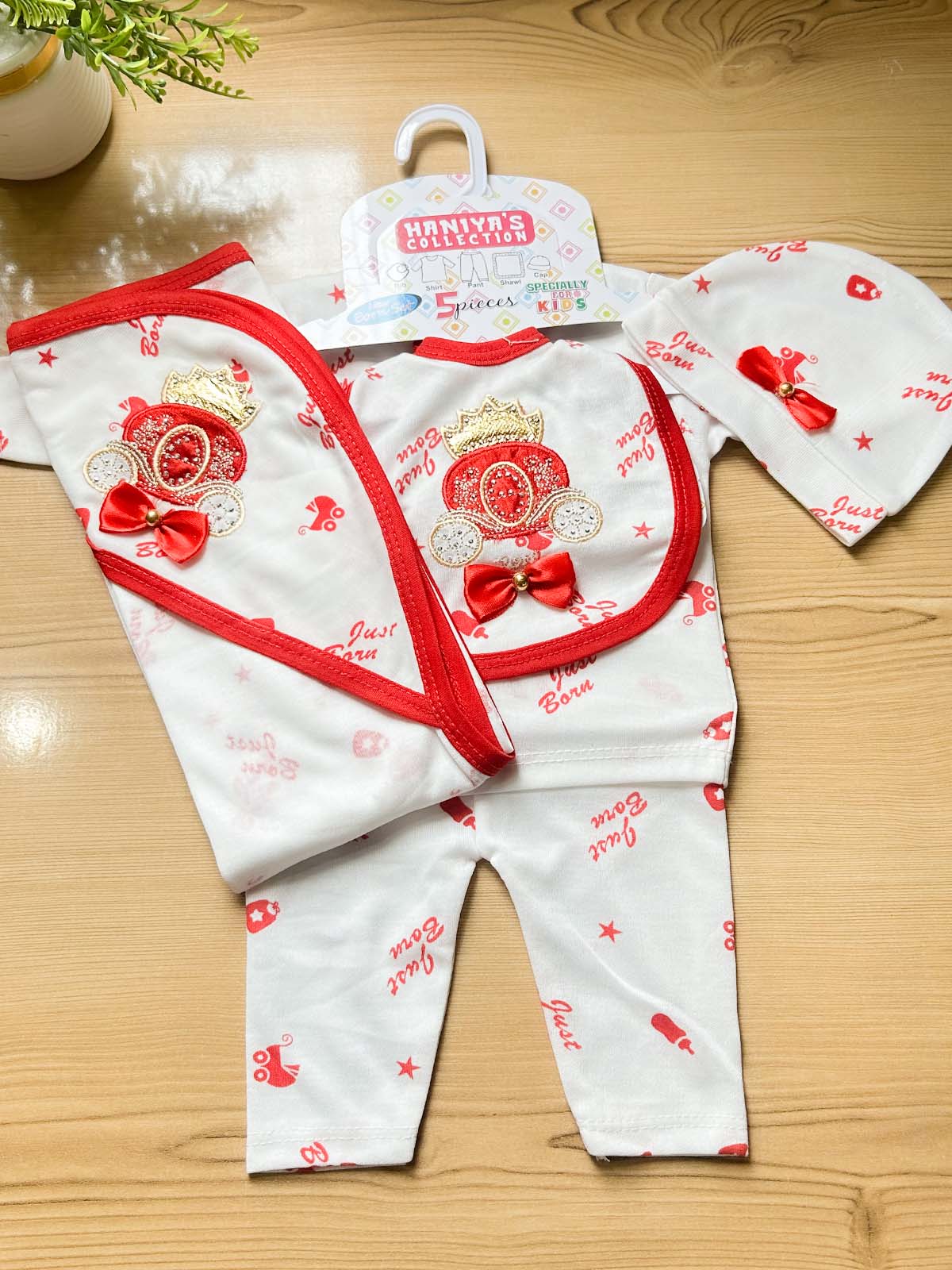 0Mth - 3Mth Red 5Pcs Gift Set For Newborn HG NBGS375