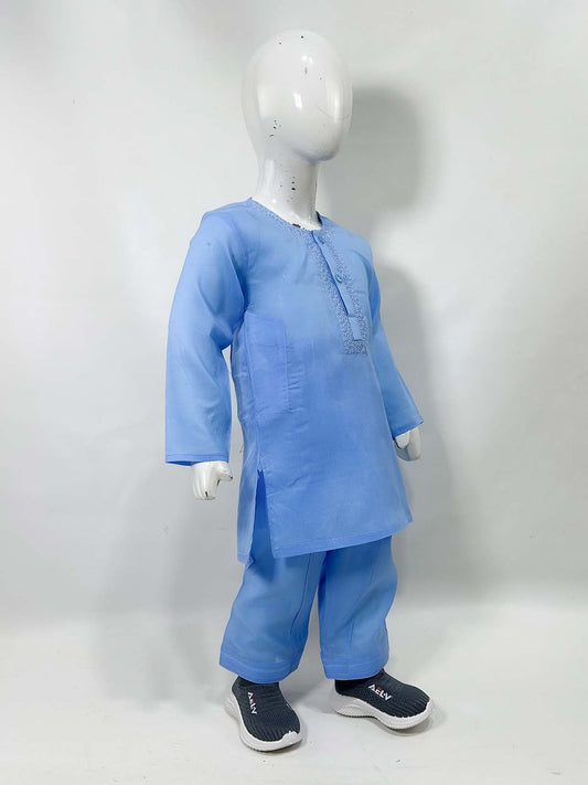2Yrs - 14Yrs AB Sky Blue Boys Kurta Shalwar Cotton BKS151