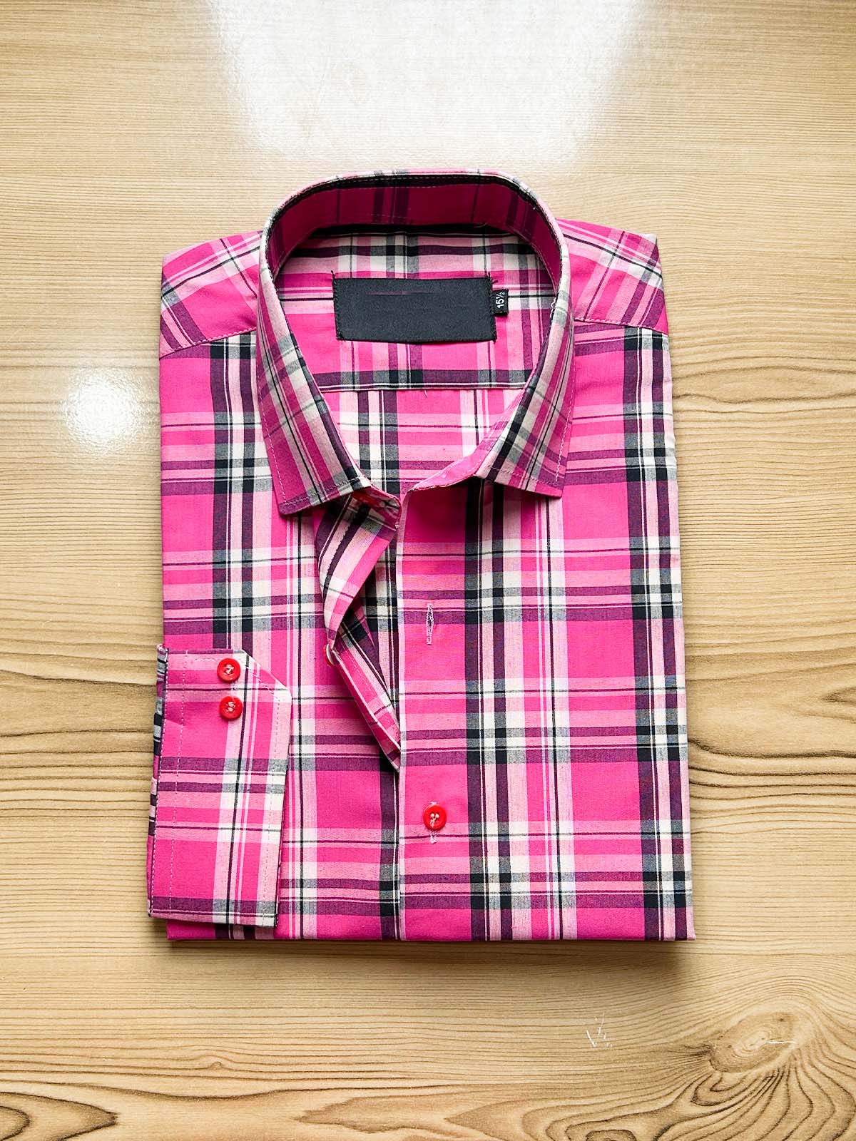 Pink Checks Formal Dress Shirt For Men MFS445
