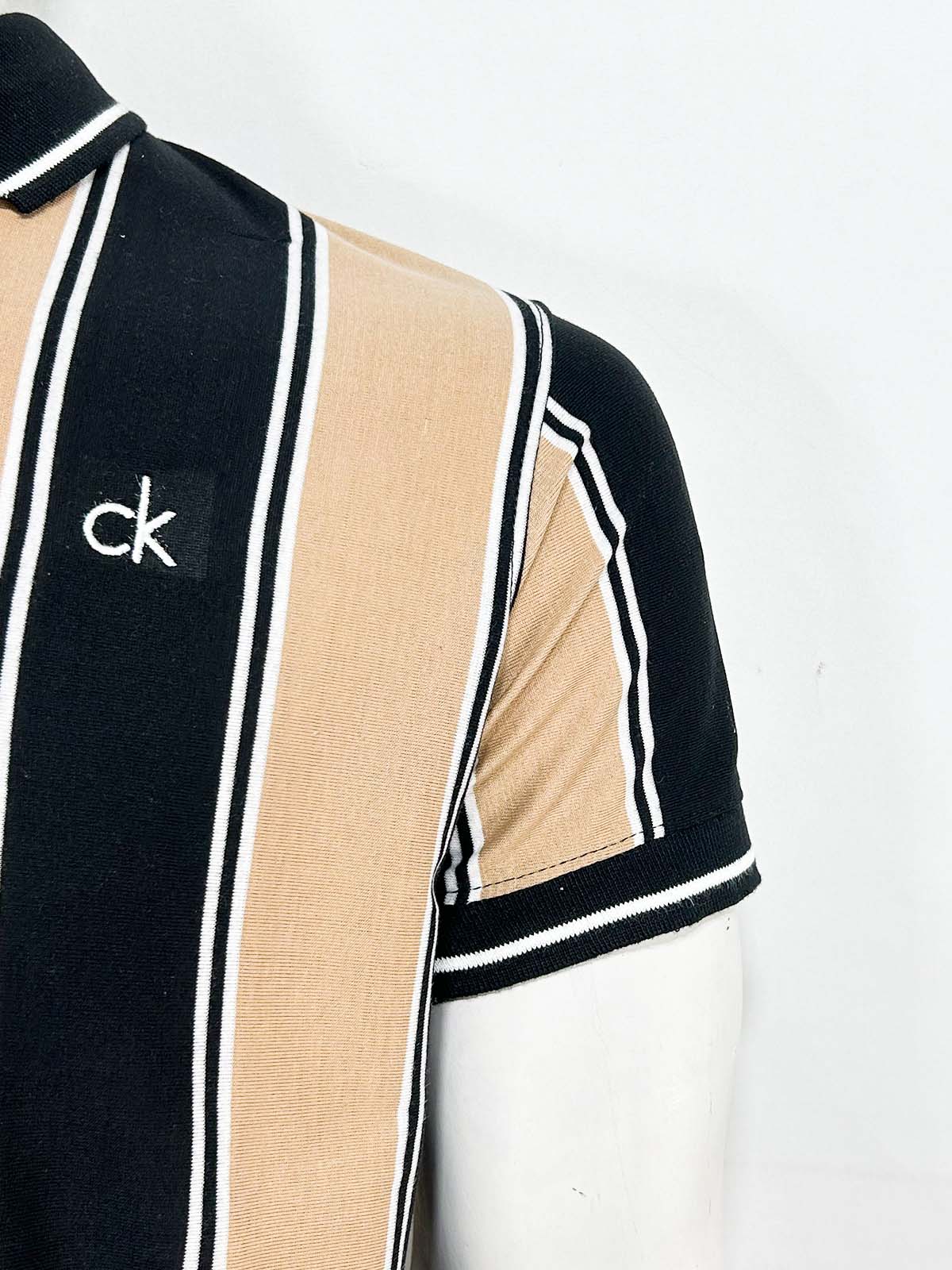 Brown Striped Polo T-Shirt For Men MTS457