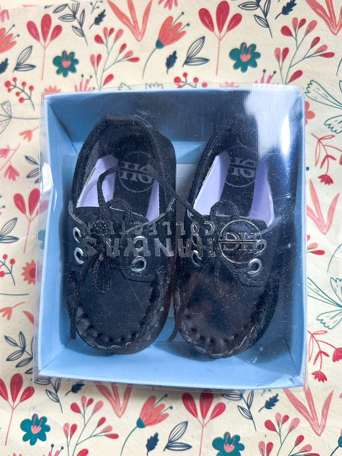 Black Lace-Up Moccasin Booties For Newborn NB120