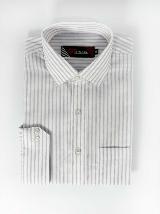P White Stripes Formal Dress Shirt For Men MFS403