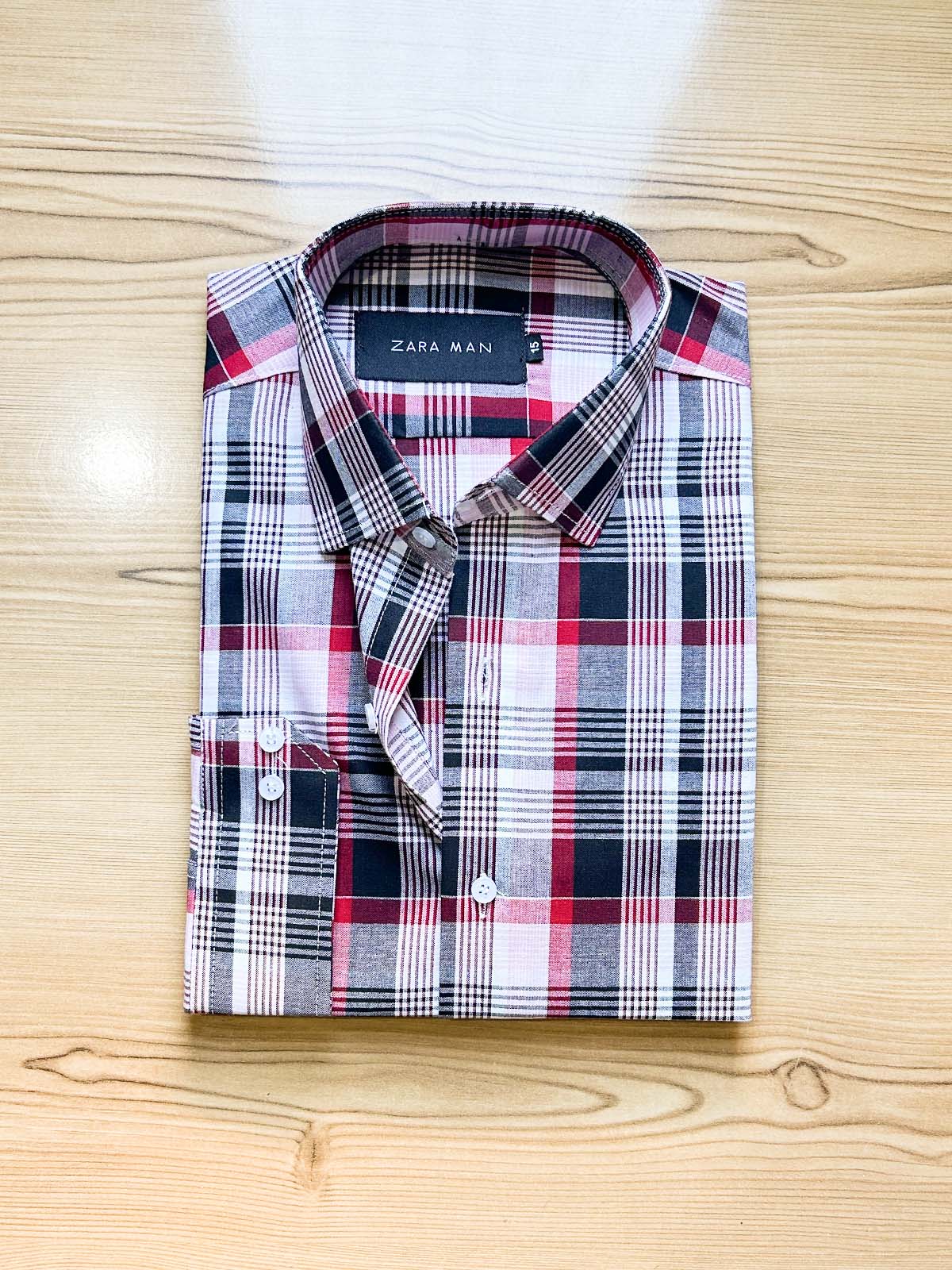 Black Checks Formal Dress Shirt For Men MFS458