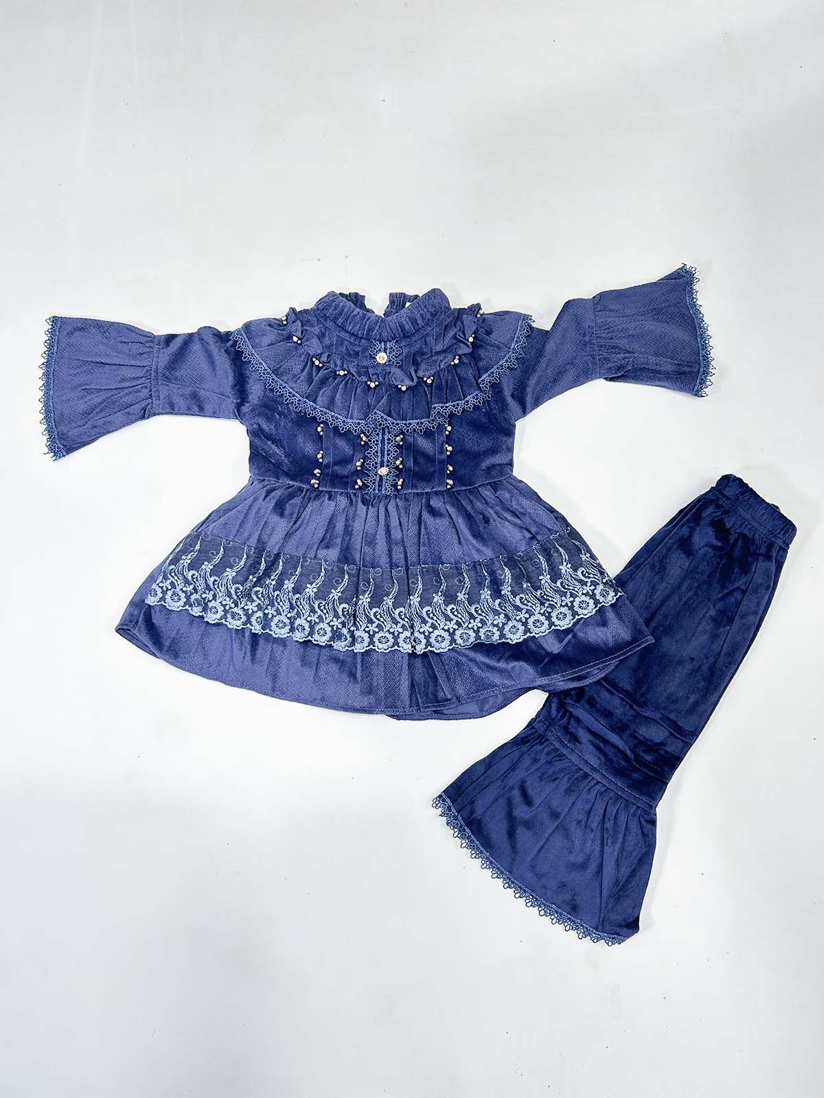 1Yr - 4Yrs Velour Blue Suit For Girls RZ GS311