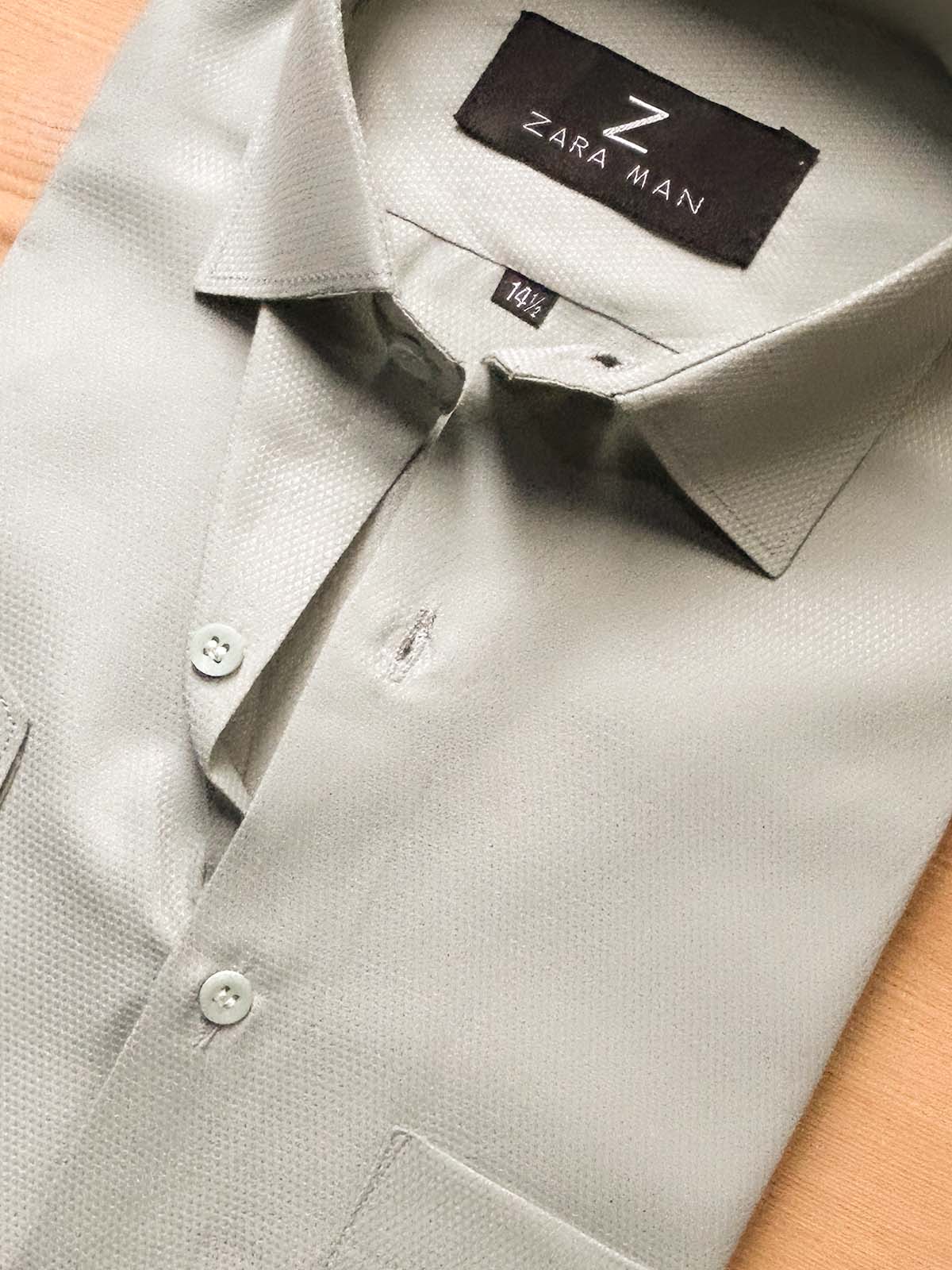 MFS585 G Grey Textured Formal Dress Shirt For Men