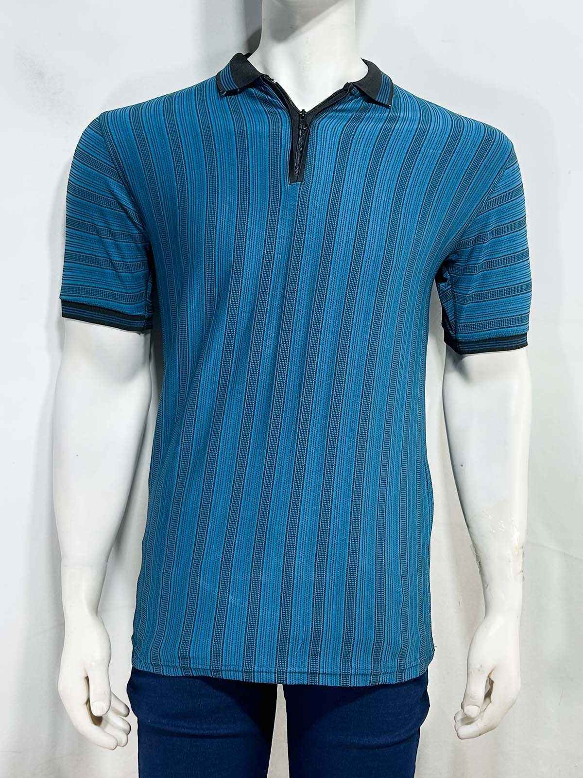 Blue Striped Polo T-Shirt For Men MTS490