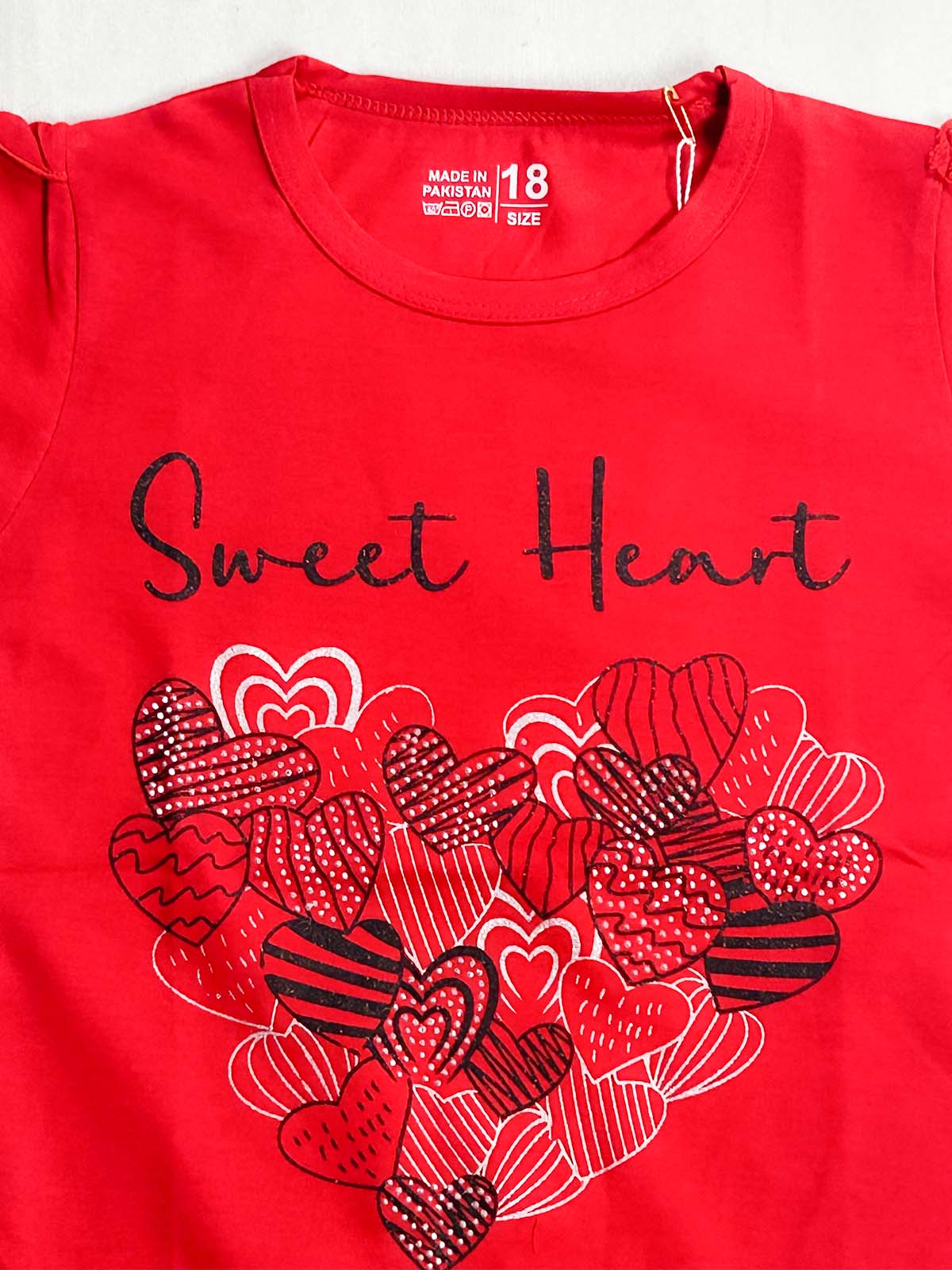2Yrs - 7Ys Sweet Heart Red T-Shirt For Girls SK GTS119