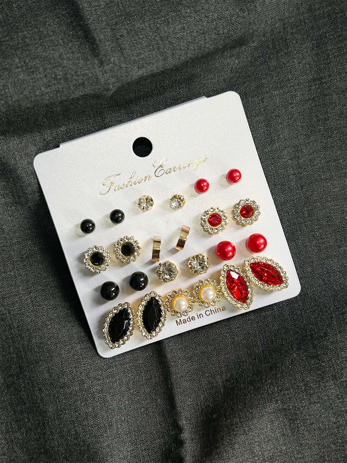 Pack Of 12 Multi Stud Earrings Set WGN33
