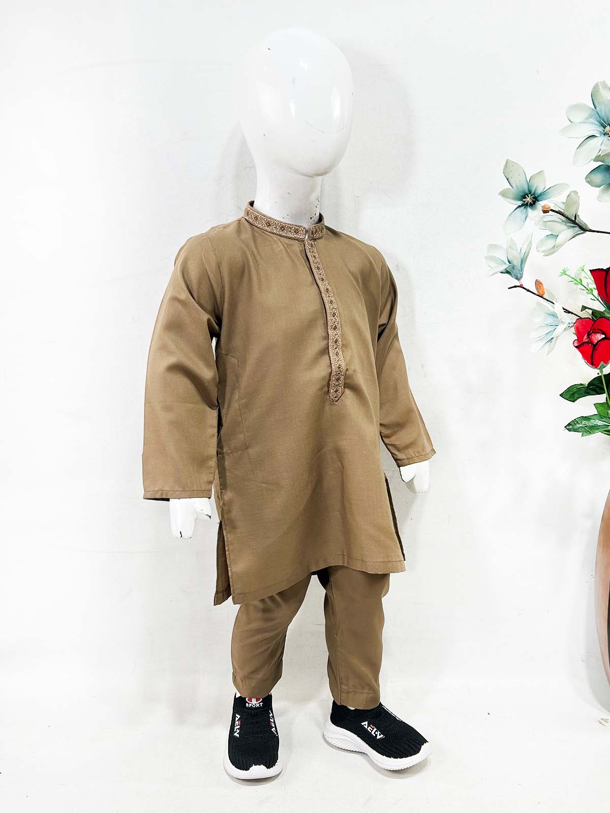 2Yrs - 17Yrs Brown Kurta Pajama Suit For Boys AM BKS184