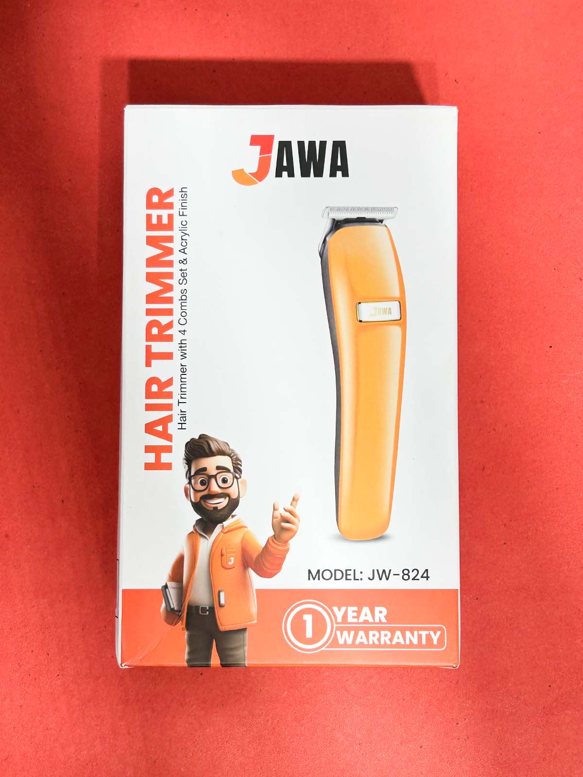 JW-824 Hair Trimmer With 4 Combs Set