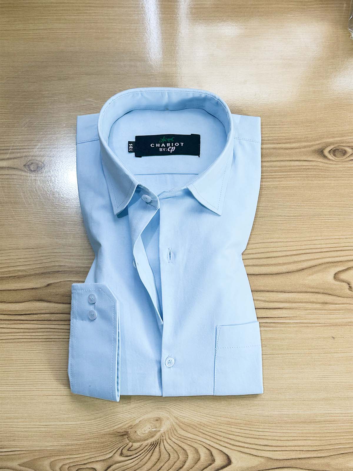 Light Ferozi Chambray Formal Dress Shirt For Men MFS424