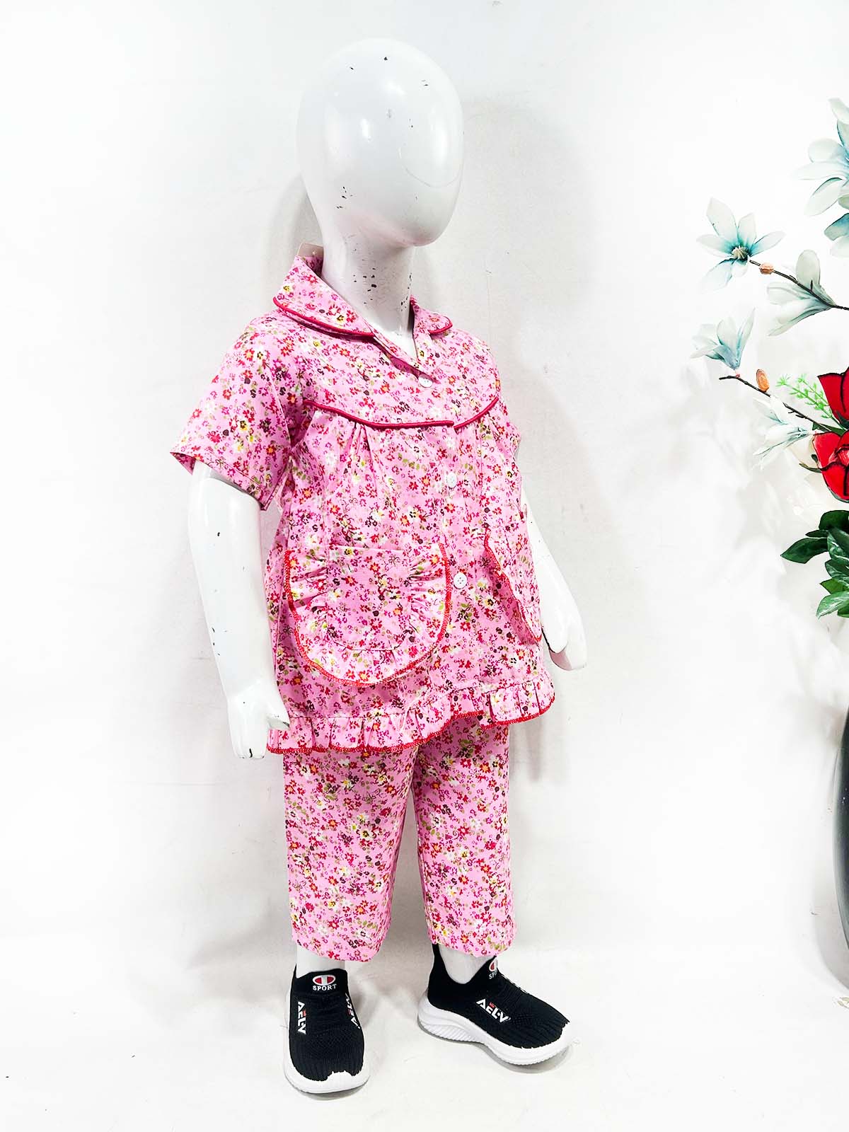 1Yrs - 5Yrs Pink Cotton Night Suit For Girls NG GNS28