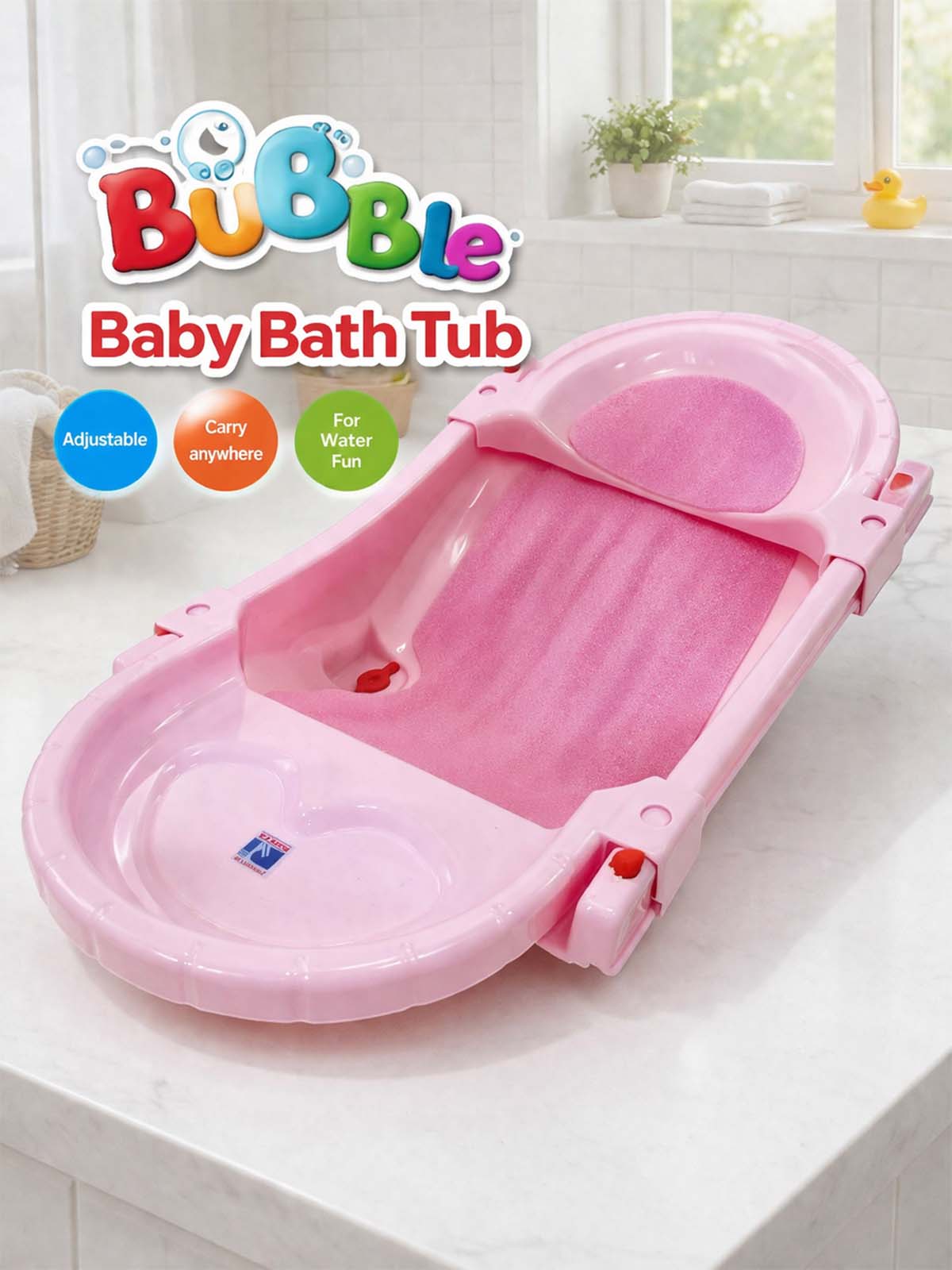 Bubble Non-Slip Newborn Bather / Bath Seat Pink