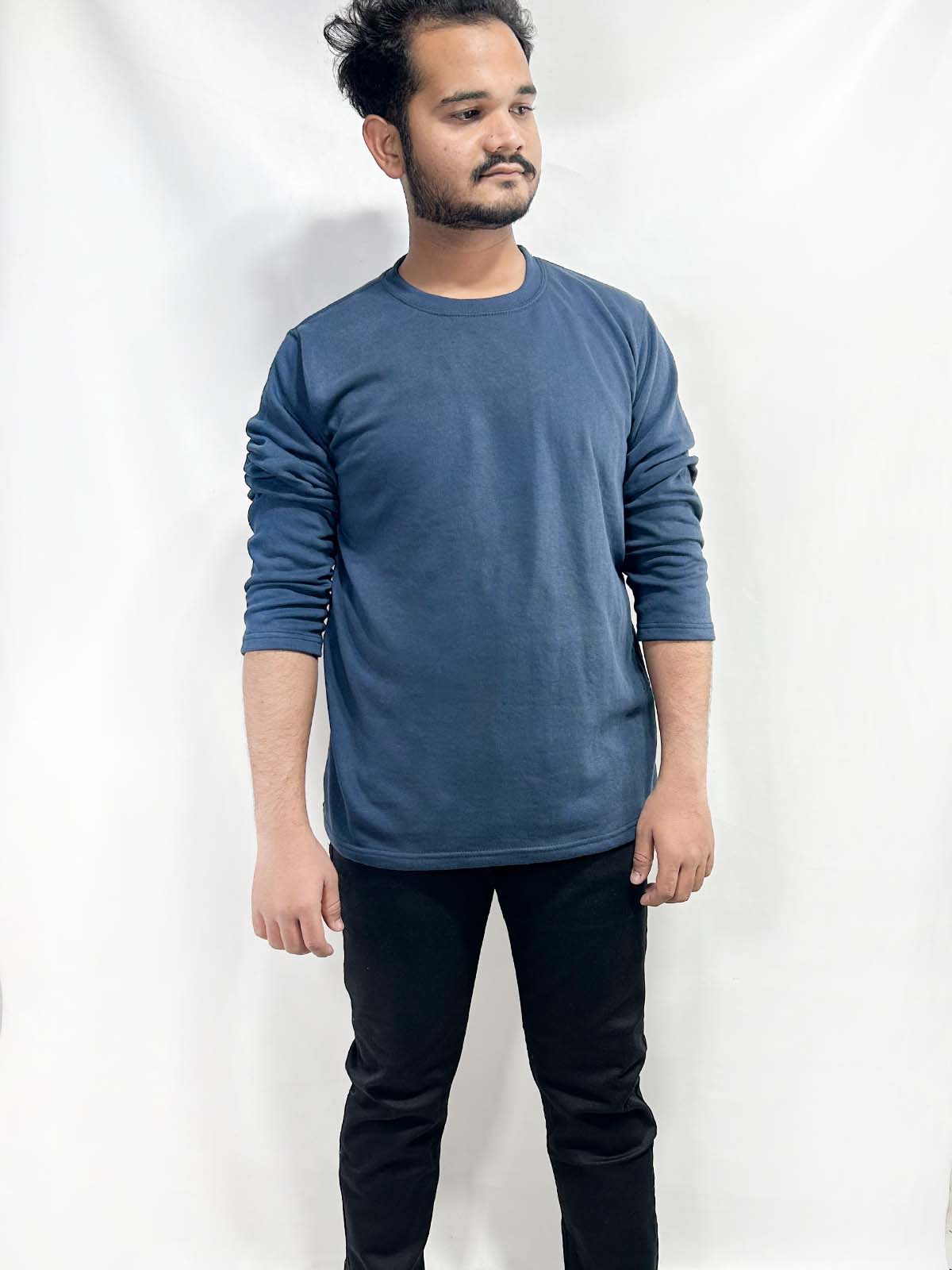 Navy Blue Full Sleeve T-Shirt For Men MTS405