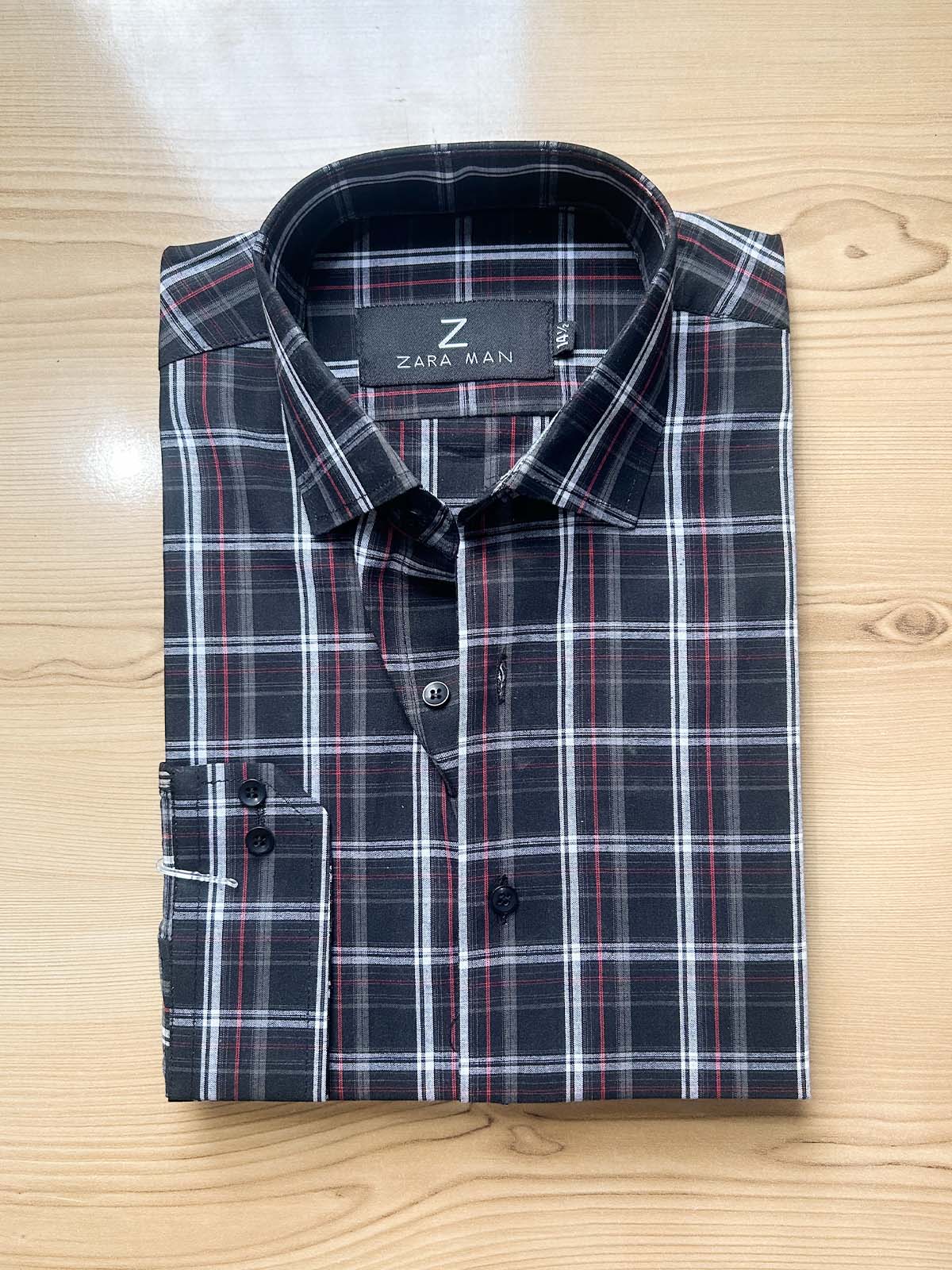 MFS604 Black Checks Formal Dress Shirt For Men