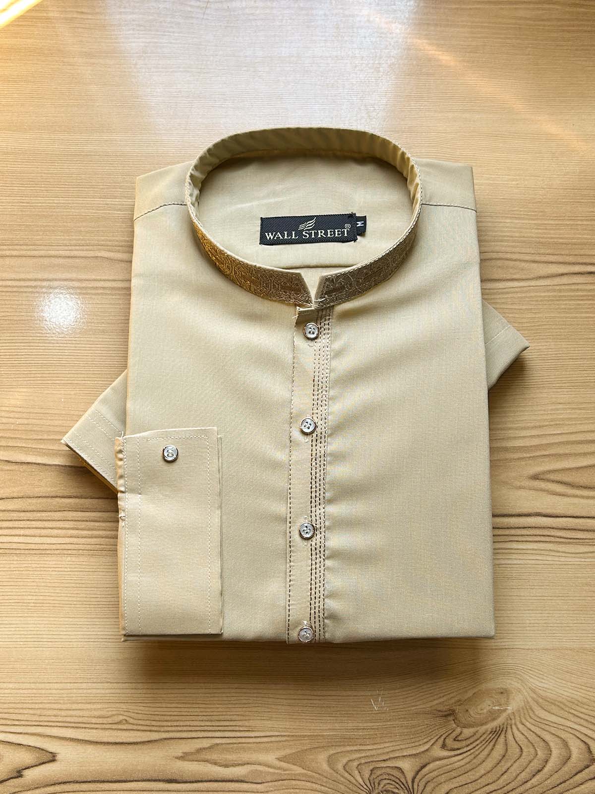 926-2 Fawn Stitched Suit Sherwani Collar Kameez Shalwar For Men MSK448