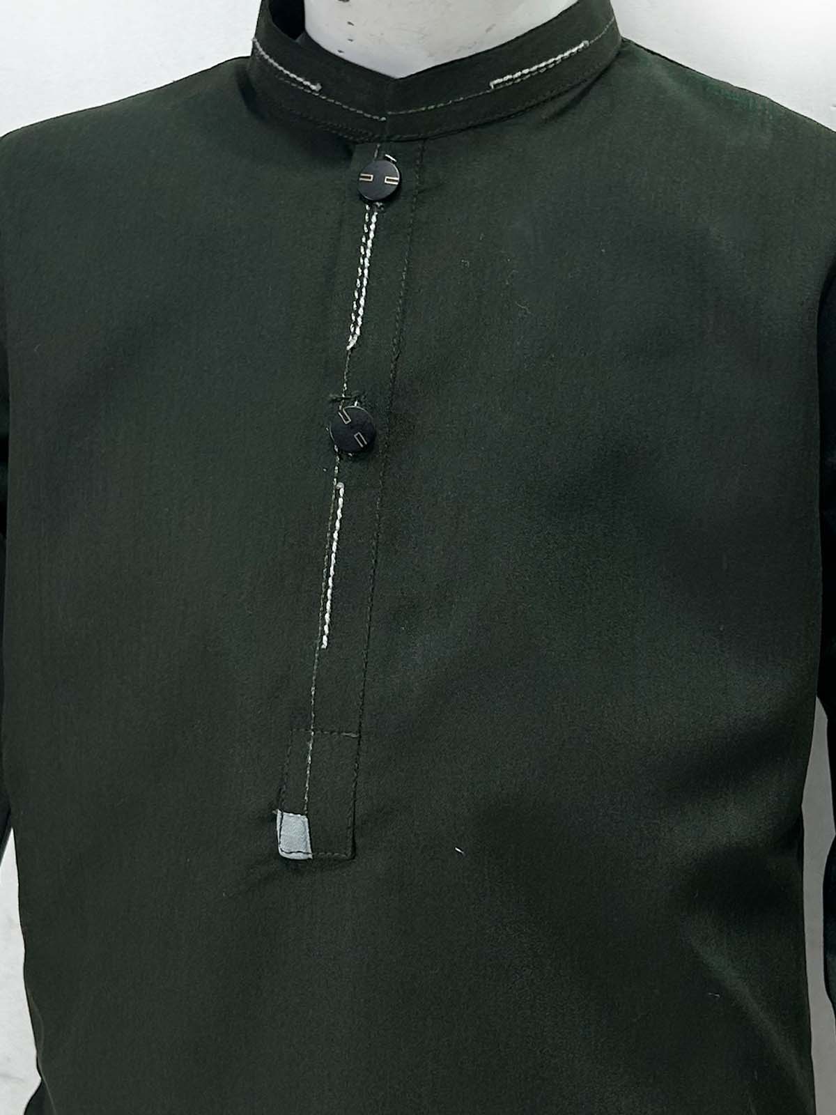 918 2Yrs - 16Yrs Dark Green Kameez Shalwar Suit For Boys AM BKS177