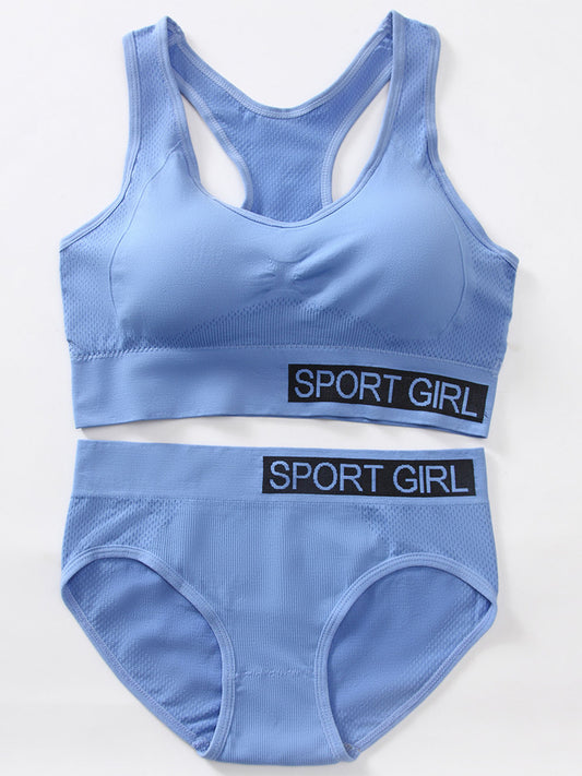 Seamless Blue Padded Bra Panty Lingerie Set for Girls and Women LB53