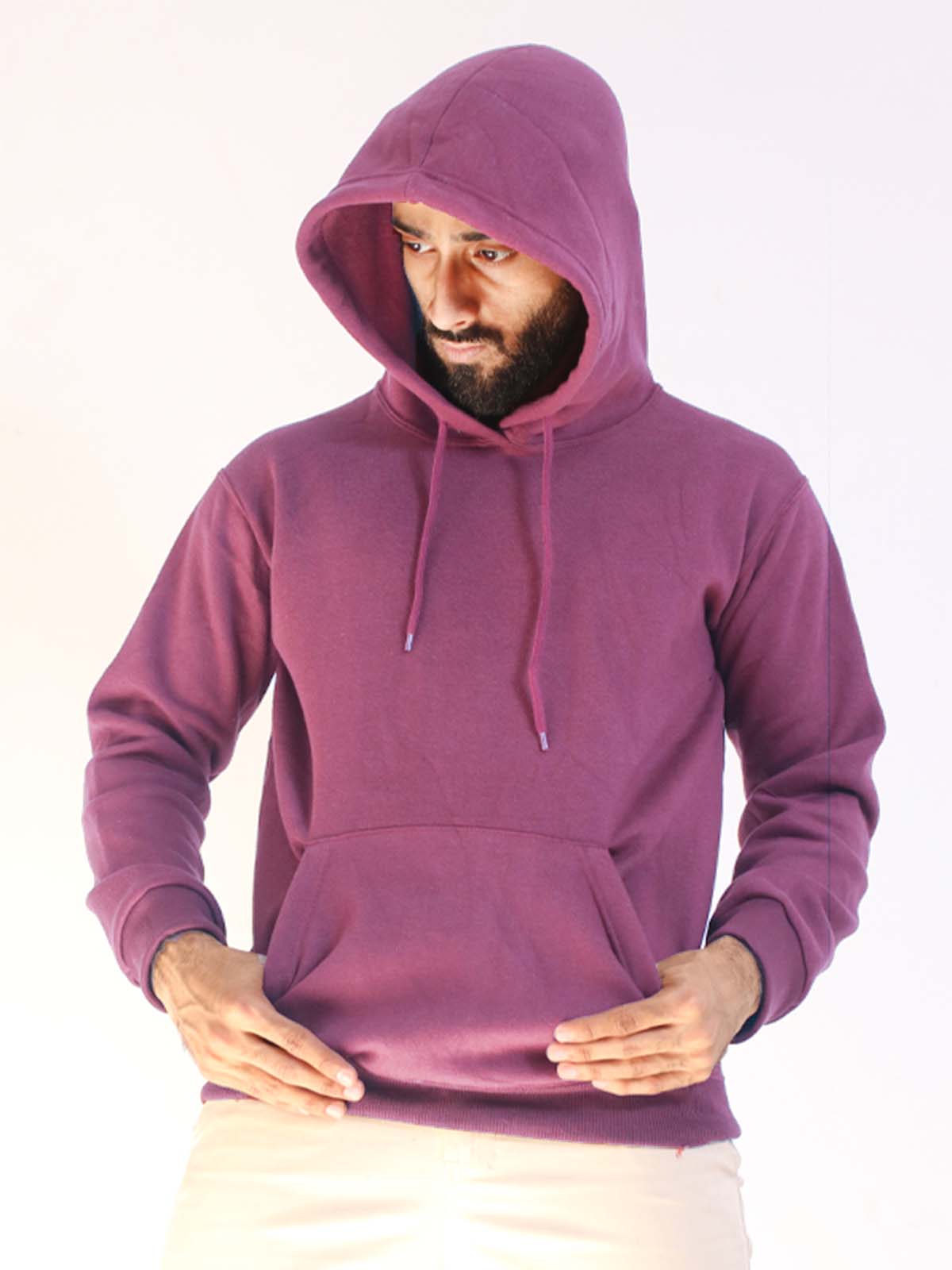 Maroon Pink Plain Pullover Unisex Hoodie MH01