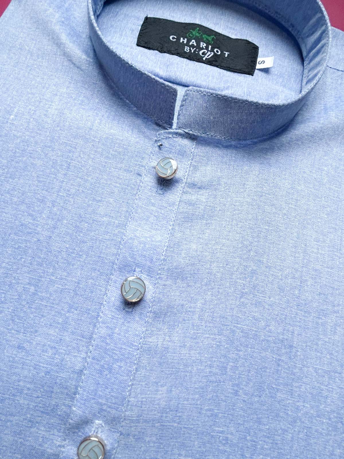 946A-5 Light Blue Stitched Suit Sherwani Collar Kameez Shalwar For Men MSK378