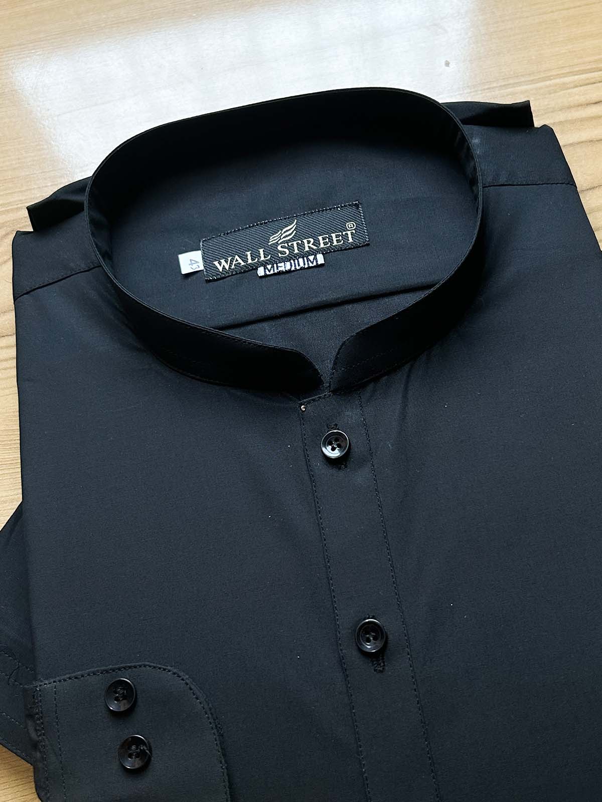 955A-6 MSK474 Black 100% Cotton Stitched Suit Sherwani Collar Kameez Shalwar For Men