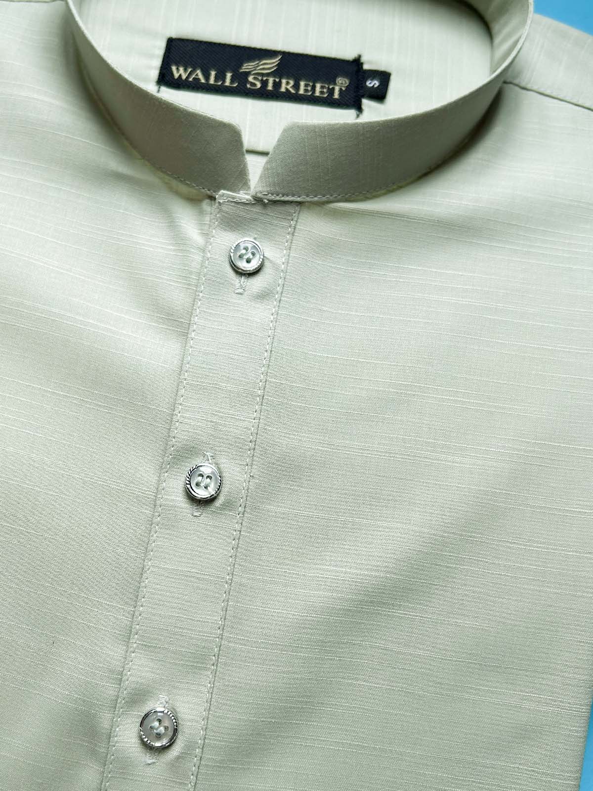 P923-9 Light Green Stitched Suit Sherwani Collar Kurta Pajama For Men MSK383