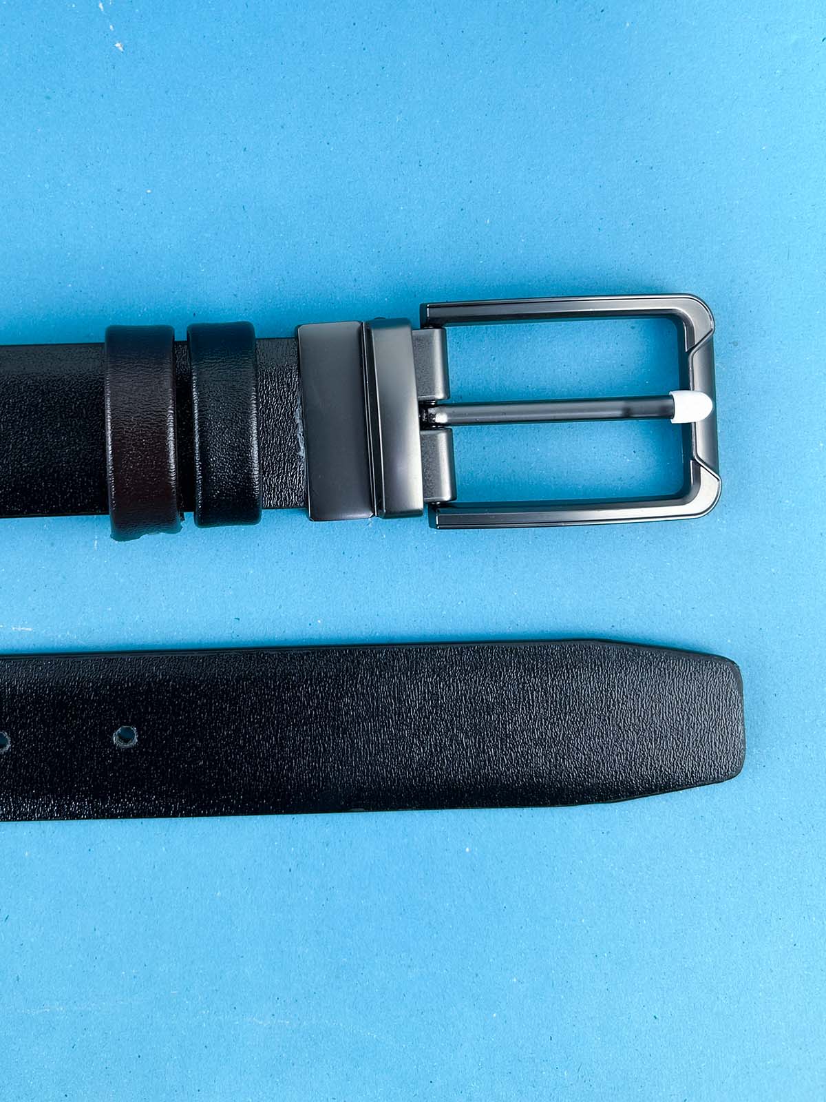 2 in 1 Black and Brown Faux Leather Belt For Men MB94