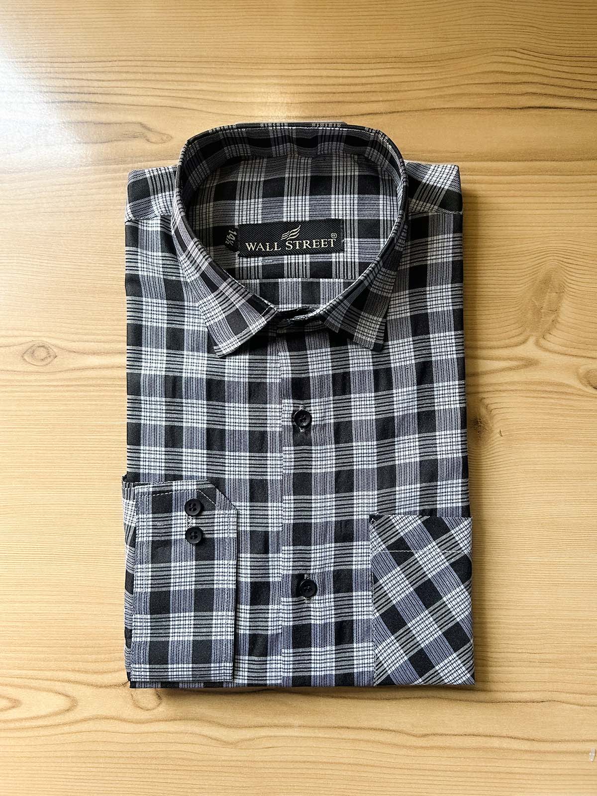 Black Checks Formal Dress Shirt For Men MFS553