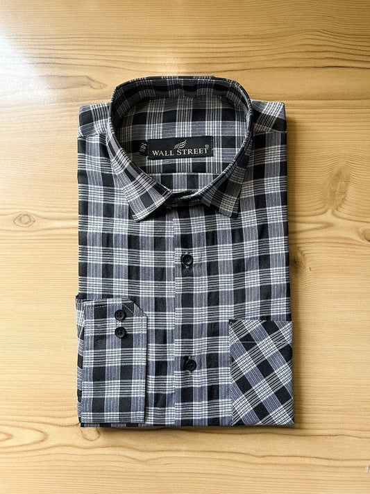 Black Checks Formal Dress Shirt For Men MFS553
