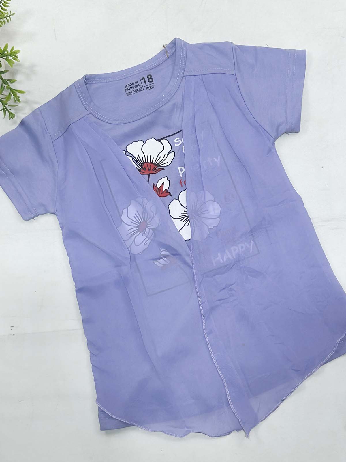 2Yrs - 7Ys Floral Blue T-Shirt For Girls SK GTS100