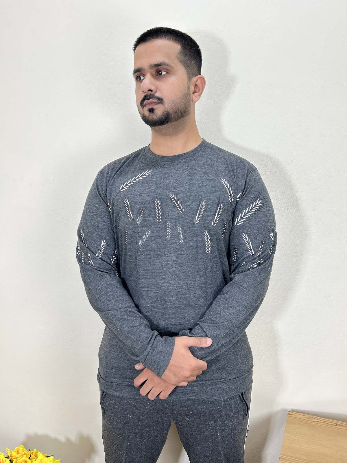 Grey Full Sleeve T-Shirt For Men MTS397