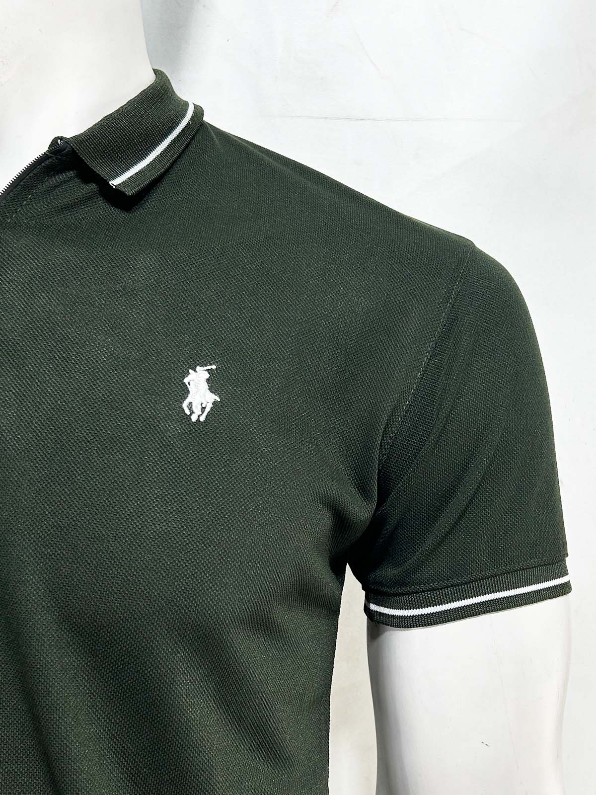 Green Zip Polo T-Shirt For Men MTS448