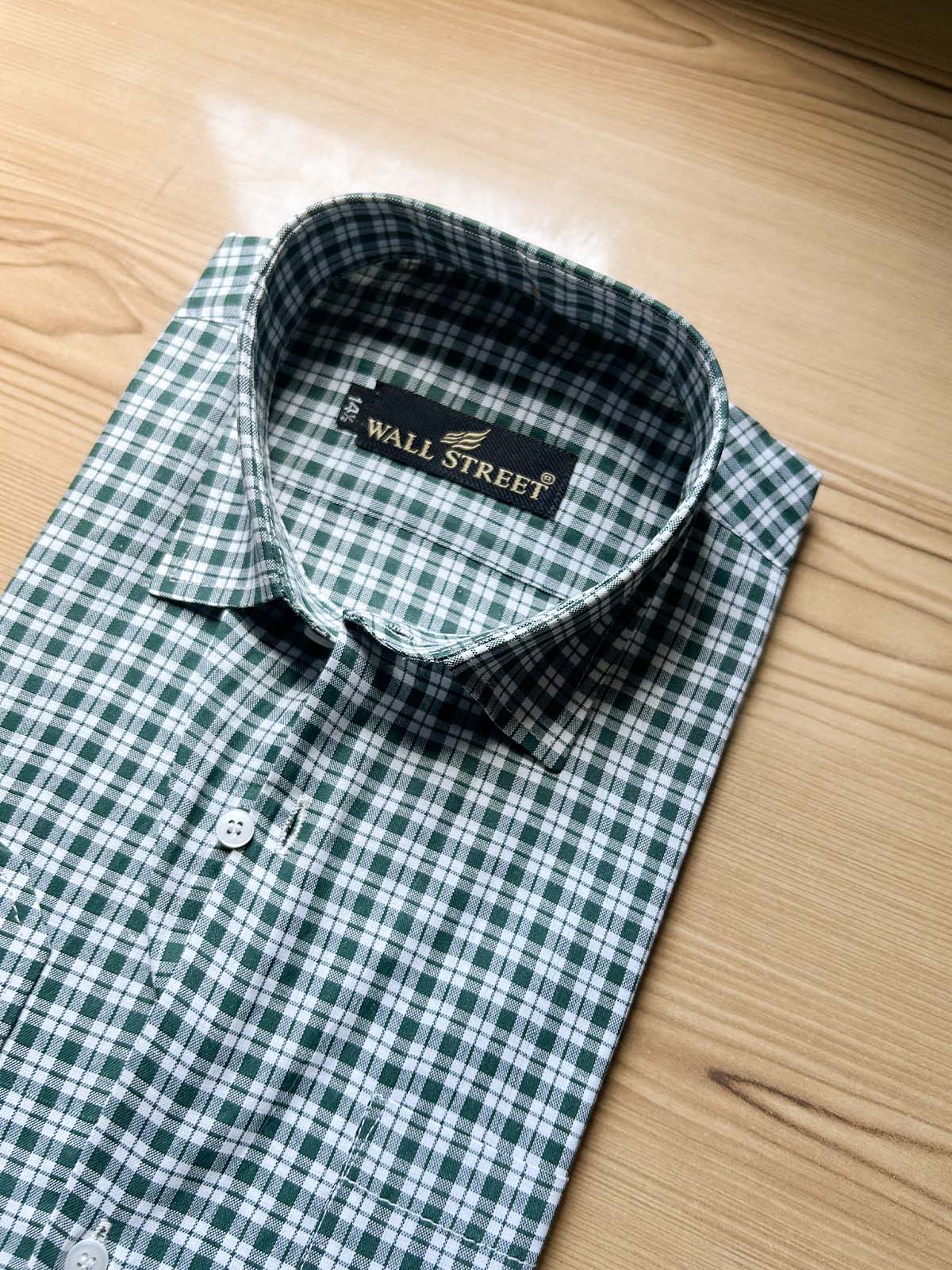 D Green Checks Formal Dress Shirt For Men MFS568