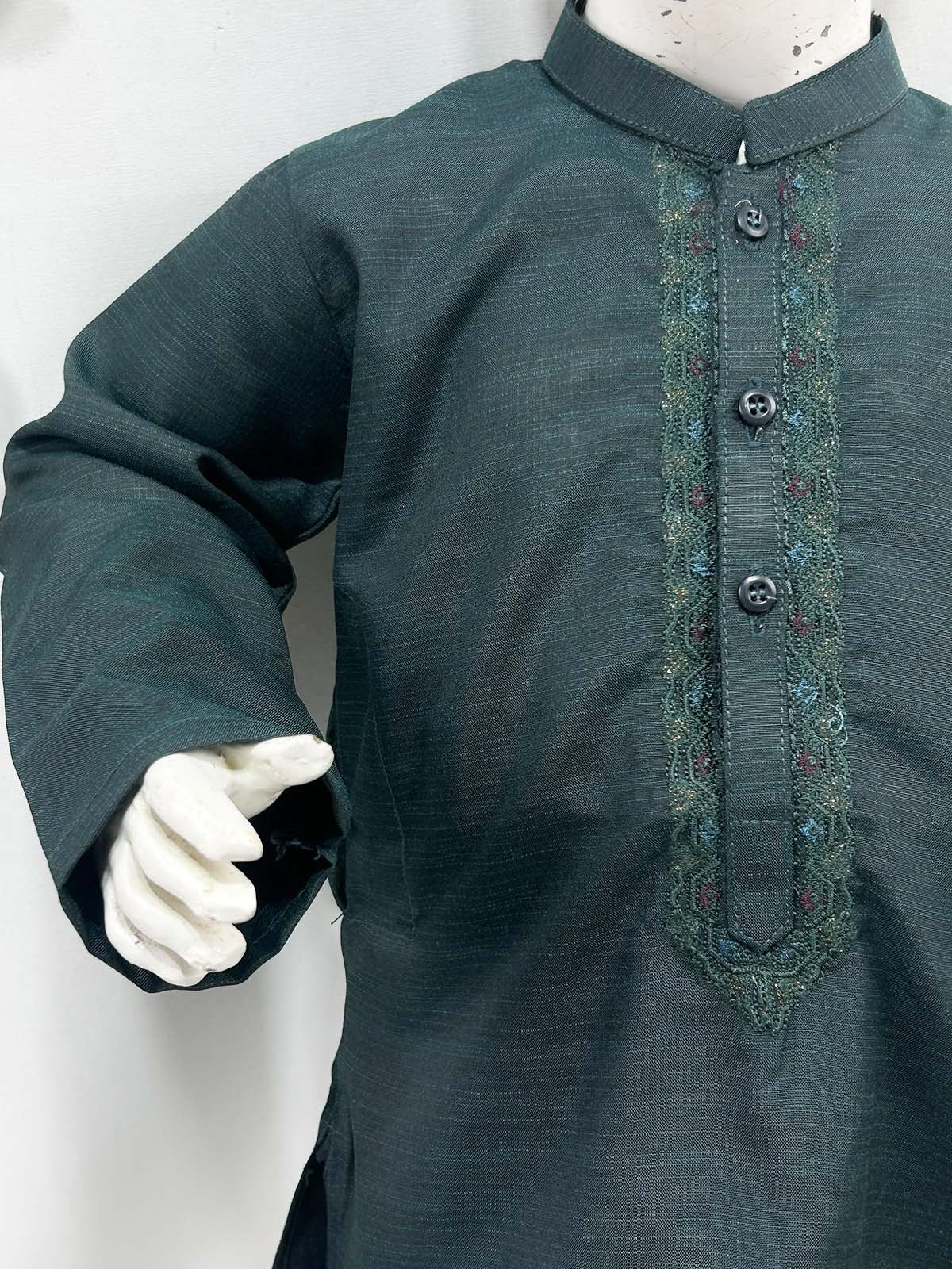2Yrs - 8Yrs Teal Kameez Shalwar Suit For Boy AM BKS208