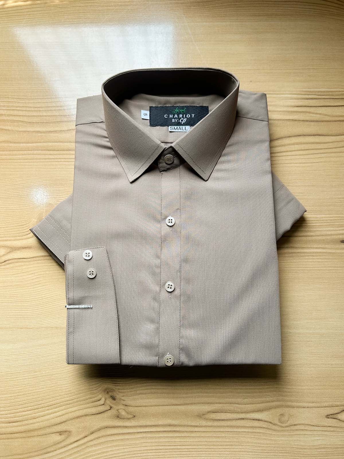 042-2 MSK528 Fawn Stitched Suit Shirt Collar Kameez Shalwar For Men