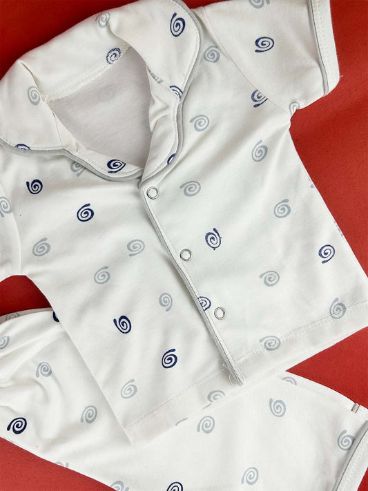 3Mth - 9Mth White Night Suit For Newborn NBS785