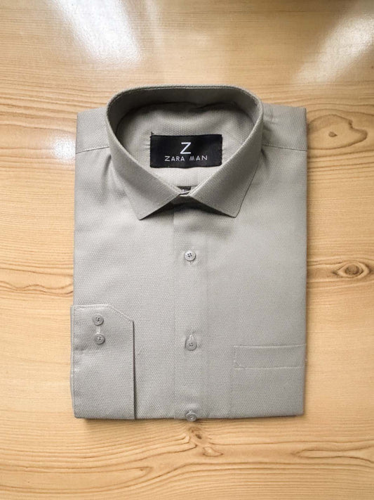 MFS586 L Brown Textured Formal Dress Shirt For Men