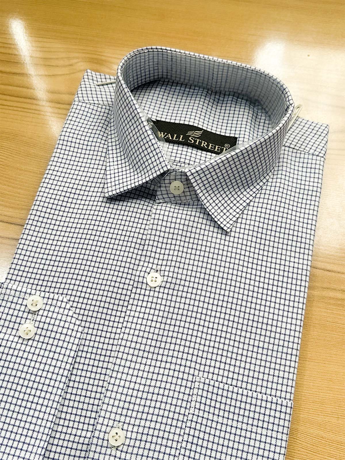 MFS580 Mini Blue Checks Formal Dress Shirt For Men