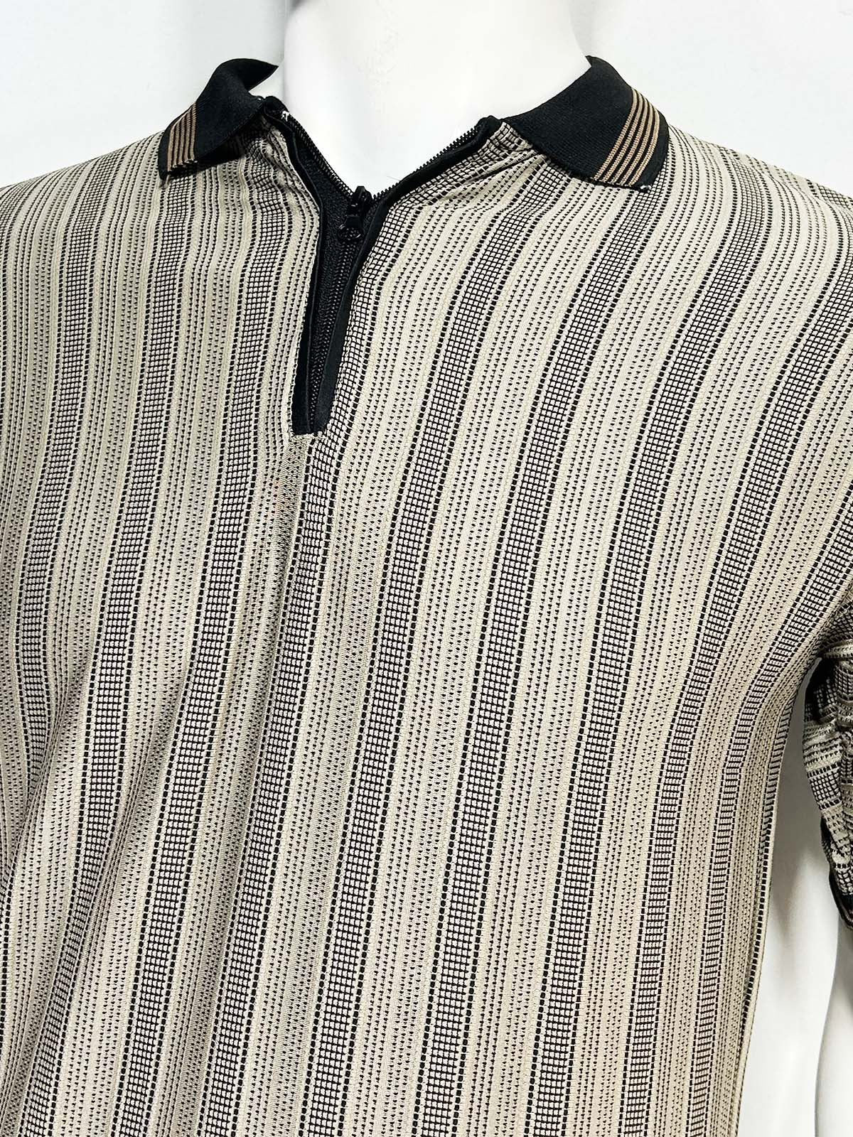 Beige Striped Polo T-Shirt For Men MTS491