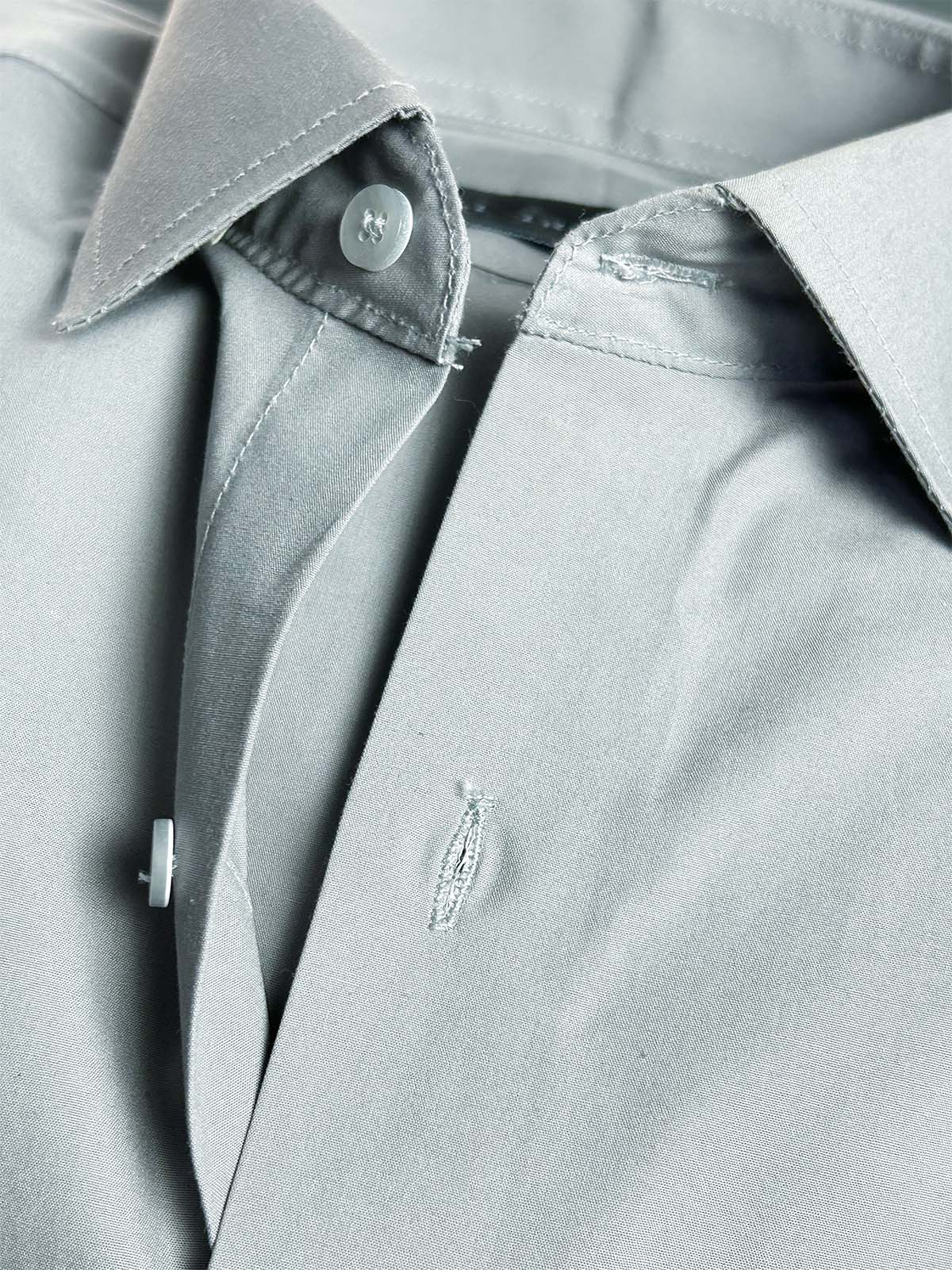 Grey Plain Formal Dress Shirt For Men MFS420
