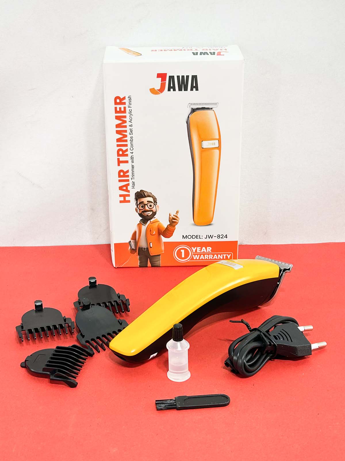 JW-824 Hair Trimmer With 4 Combs Set